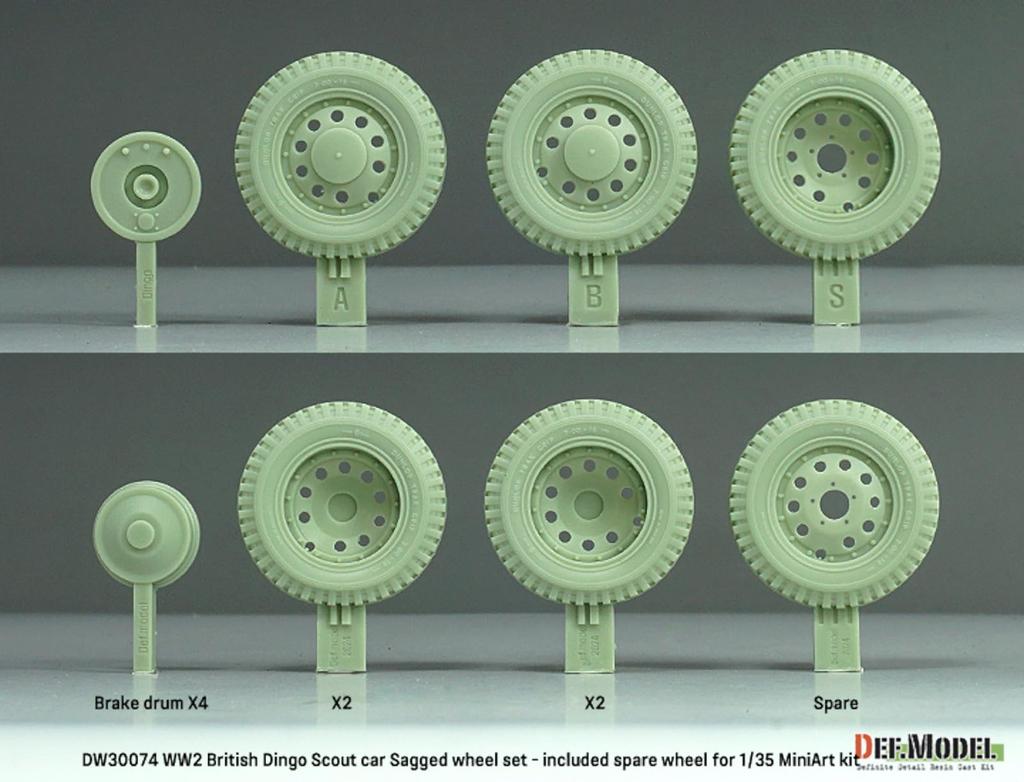 Комплект шин для британской разведывательной машины Dingo Второй мировой войны, деформация, детали из смолы DW30074 DEF.Model 1/35 Mk.Ib (Мини-арт) (Военная техника)