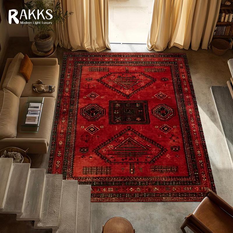 RAKKS Ретро Красный Персидский Ковер / Турецкий Ковер Нескользящий Декор для Гостиной Ковер для Дивана Ковер для Спальни Прикроватный Коврик Кухонный Коврик для Пола