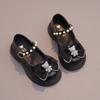 Новые туфли для девочек, модные, с бантом, круглым носком, резиновая нескользящая подошва, милые, детские, повседневные, универсальные, школьные, черные, кожаные туфли на плоской подошве