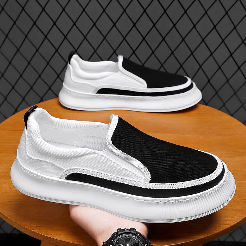 Fashion Shoes Men Canvas Flats Loafers Breathbable Slip On Casual Shoe Versatile Elastic Rubber Sole Sneakers 39 To 44 Sizes Summer