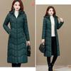 Women's Solid Color Long Down Jacket  Quilted Coat Women's Winter Padded Down Jacket Hooded Down Jacket with Warm Stand-up Collar