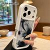 Phone Case: 2D flat, suitable for iPhone 18 17 16 15 14 13 12Pro protective case, semi-transparent black ink flower, perfect holiday gift for Christma