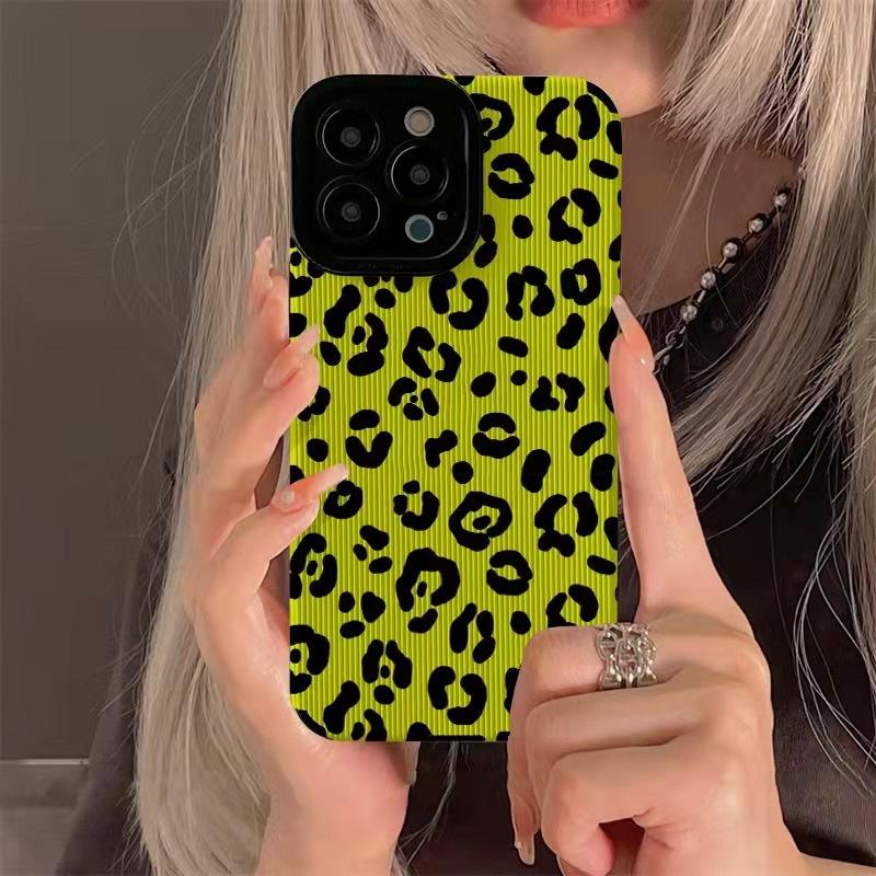 Модный желтый леопардовый силиконовый кожаный чехол для iPhone 15 14 Pro Max 11 12 13 Mini SE 7 8 Plus X XR XS мягкий противоударный чехол