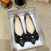 Bow single shoes women's 2025 spring new pointed single shoes women's with skirts soft-soled ladyshoes Korean version Doudou shoes women