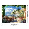 2D flat 1 piece of polyester background fabric for spring garden Mediterranean coastal city landscape home decoration