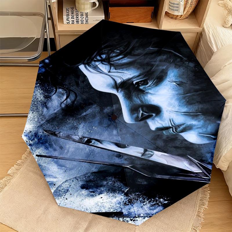 1PC Edward Scissorhands Mugshot Automatic Umbrella - Suitable Travel Outdoor Portable Umbrella Birthday Gift Daily Essentials