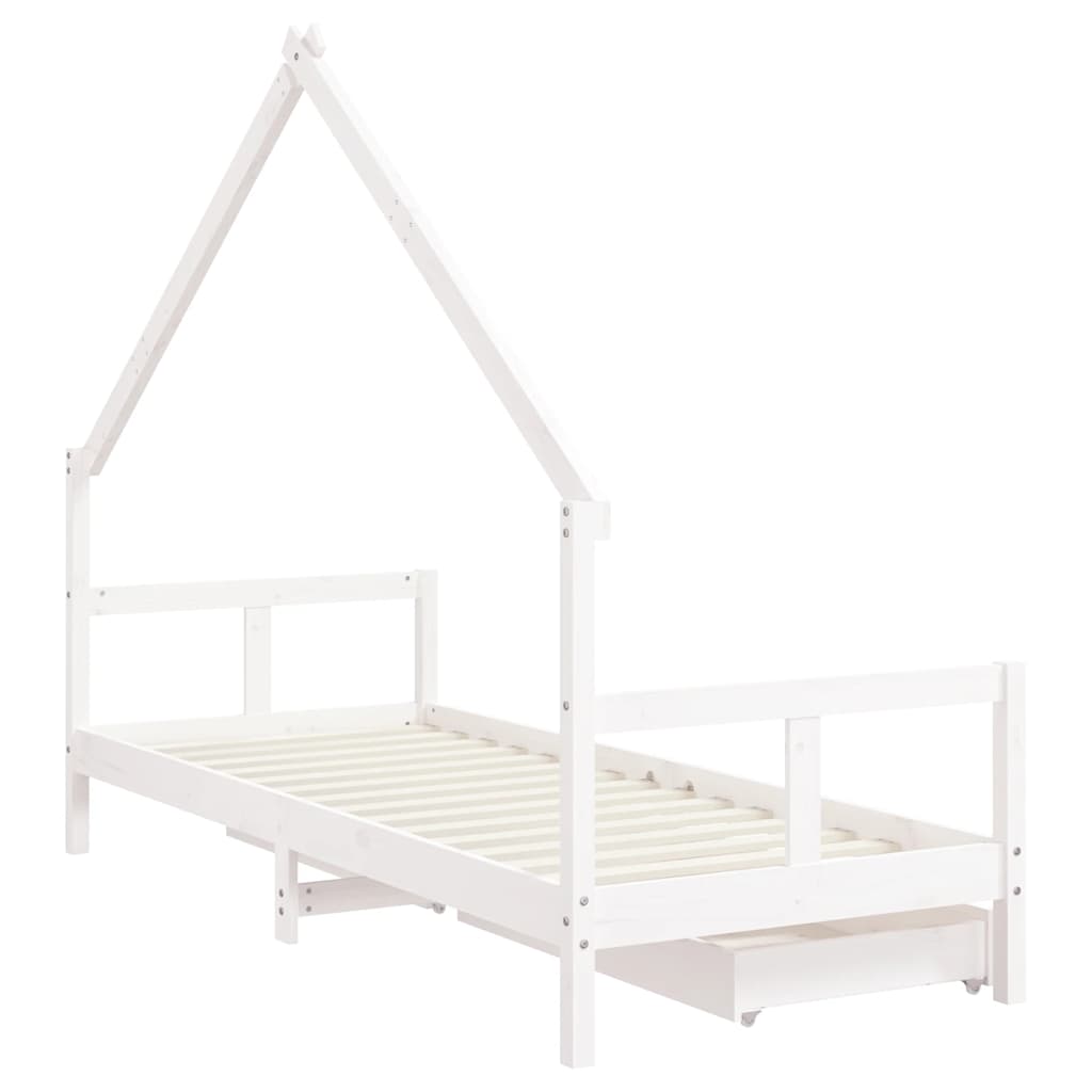 Children s Bed with Drawers White 80x200 cm Solid Pine Wood