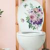 Rose Flower Butterfly Pattern Toilet Stickers Bathroom Decoration Stickers Self-Adhesive Paintings Removable Pvc Sticker