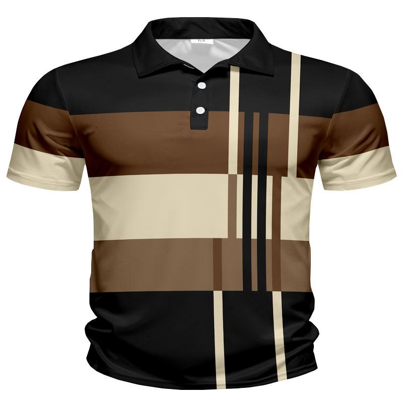 Модная повседневная мужская рубашка поло с короткими рукавами и 3D-цифровым печатным рисунком для летних и удобных мероприятий на свежем воздухе