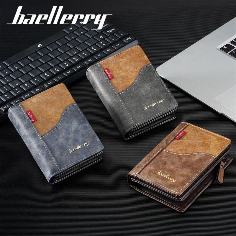 Baellerry Мужские модные короткие кошельки Винтажный дизайн Держатель для удостоверения личности Деловая монетница Кошелек для денег