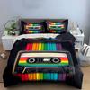 Retro Cassette with Rainbow Lines Bedding Duvet Cover Set Duvet Cover Pillowcases  (1*Duvet Cover 2*Pillowcases, without duvet insert)