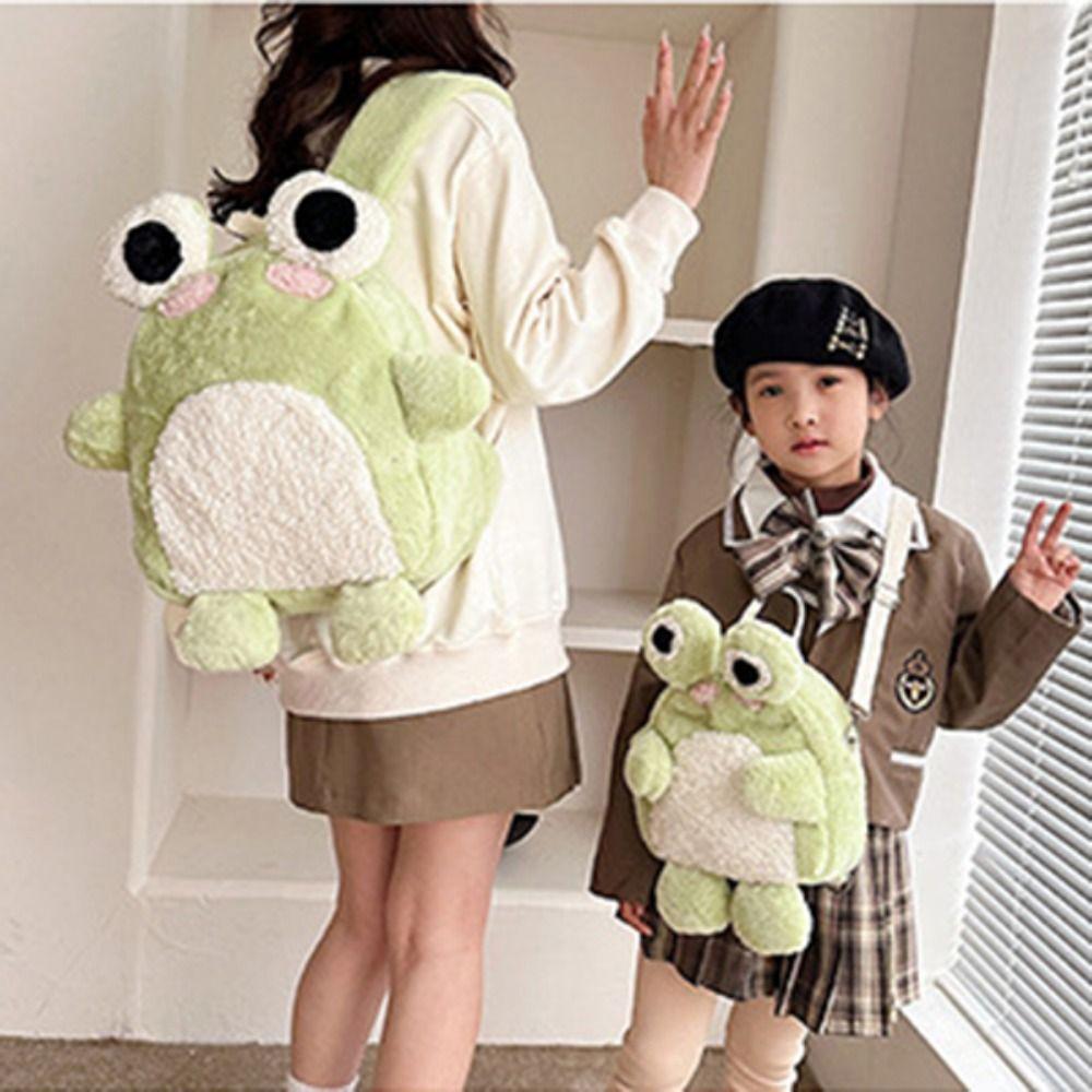 Мягкая детская школьная сумка Y2K с изображением лягушки, модная сумка через плечо с изображением животного-лягушки для детей/девочек