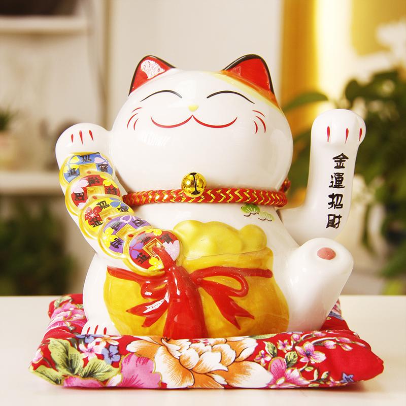 6-дюймовый керамический манящий кот, машущий рукой, удачливый кот, электрический Манеки-неко, лучший подарок, украшение для дома, удачливый кот