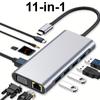 USB-C хаб 11-в-1, многопортовый адаптер с HDMI, кардридером SD/TF, портами USB 3.0 для ноутбука, совместимый с устройствами Type-C