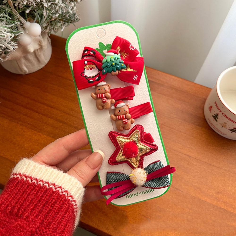 Bow Christmas Hairpin Resin Xmas Barrettes Exquisite Christmas Hair Clip Set Christmas Gifts