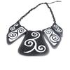 [J4228] - Дизайнерское колье «Арабески» черно-белое