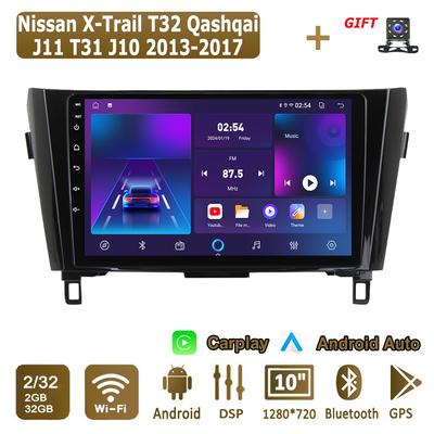 Android Carplay автомобильное радио для Nissan X-Trail T32 Qashqai 2013-2017 мультимедийный проигрыватель головное устройство стерео GPS навигация BT WIFI 2+32 ГБ