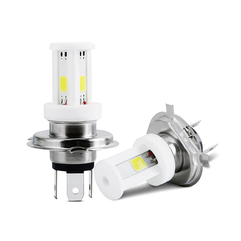 Лампы для фар мотоцикла H4 Led 3 Sides Cob Moto Lights High Low Beam Аксессуары для мотоциклов Керамические светодиоды 12 В
