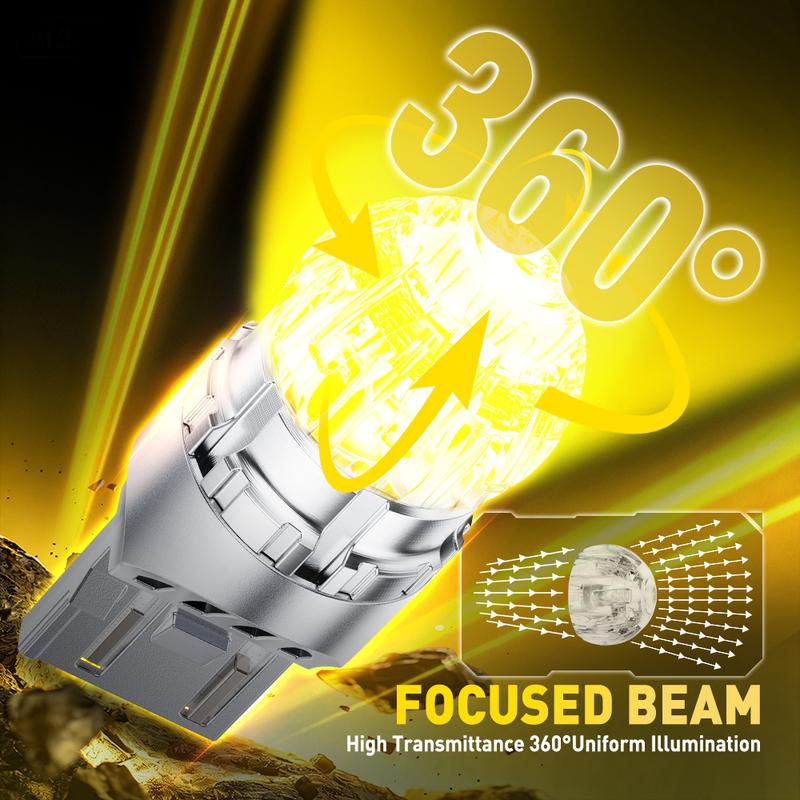 2Pcs W21W WY21W LED T20 7440 Amber For Auto 12V Turn Signal Lights Indicator Bulbs 360 Degree Error Free In Turn Lamps