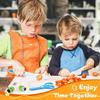 17 Pieces Kids Cooking Set Real Montessori Kitchen Tools Toddler Safe Serrated Edges with Plastic Knife Cutting Board Scissors