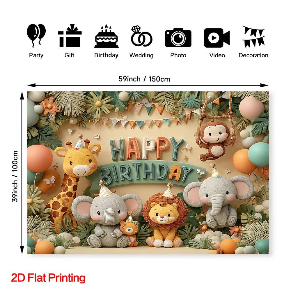 2D flat surface 1-piece jungle exploration birthday backdrop suitable for home use photo studio and garden decoration