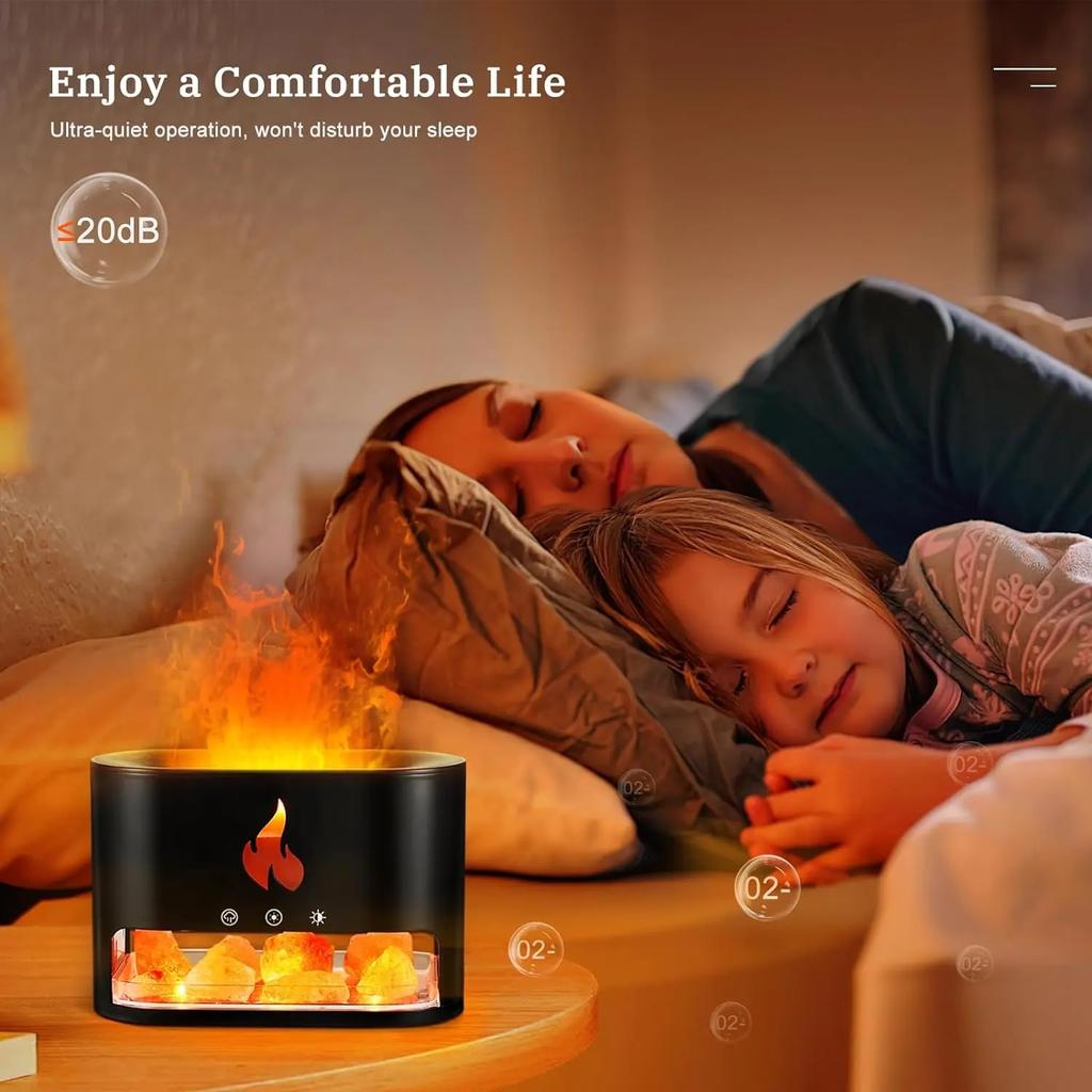 3D-моделирование пламени вулкана, кристалла, соли, камня, семь цветов, атмосфера, свет, пламя, машина для ароматерапии, увлажнитель, поддержка эфирного масла