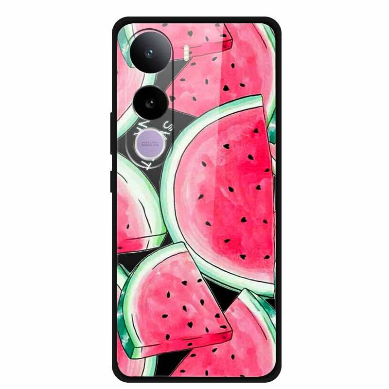Glass Phone Case For Vivo Y400 5G Cartoon Animal Tempered Hard Back Cover For Vivo Y400 Case Coque Y 400 6.67" Soft Bumper Funda