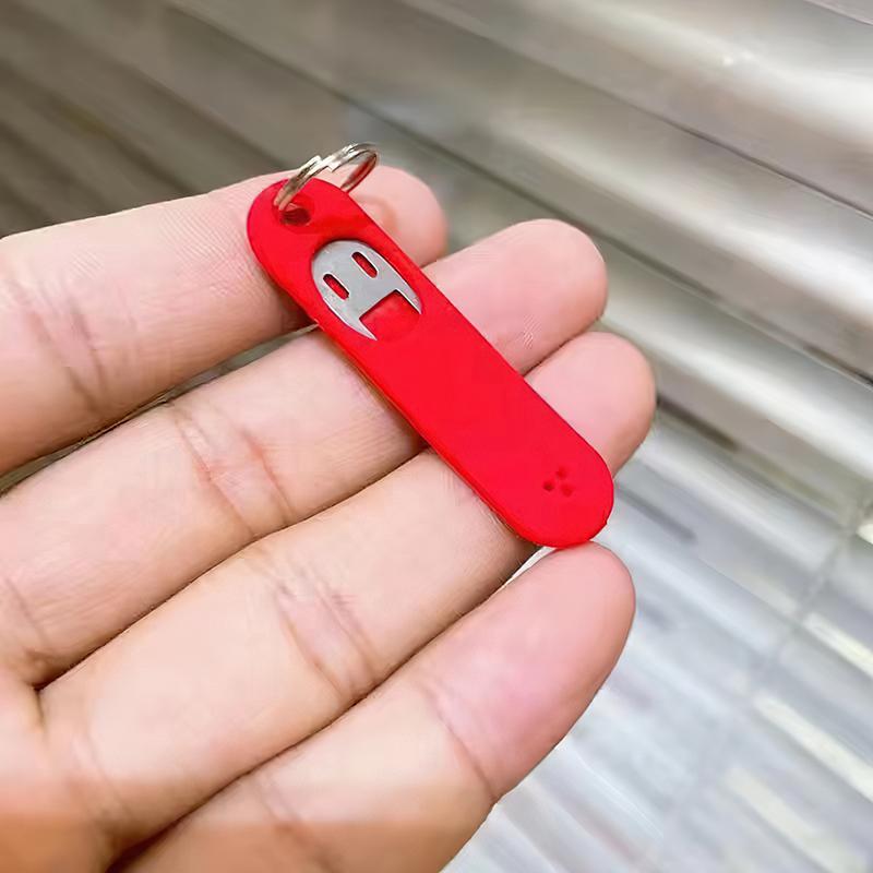 3pcs Silicone SIM Card Pin Keychain Phone ID Card Tray Pins Anti-lost KeyChains Stainless Steel Removal Needle Thimble Keyring
