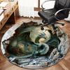 Dragons In 3D Walls Round Rug Nonslip Area Rug Office Chair Mat Carpet Perfect For Bedroom Living Room Office Easy Clean Aesthetic Home Decor
