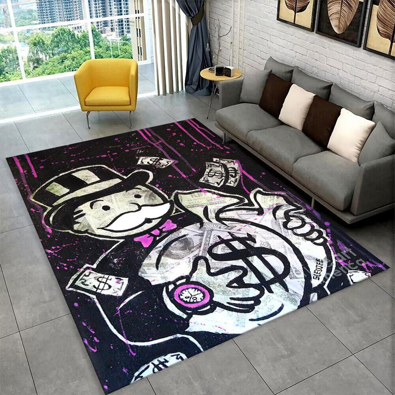 Monopoly Dollar Rich Game Cartoon Carpet Rug for Bedroom Living Room Sofa Playroom Doormat Home Decor,Kid play Area Rug Non-slip