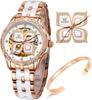Часы Популярные Наручные Часы Водонепроницаемые Керамические Механические Дата Браслет Подарочные Женские Белые часы для женщин Женские Женские