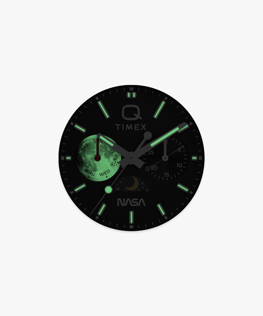 Taimaegseu X Nasa Q Timex Винтажные Черные Кожаные Часы 40 мм