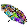 1 Pack Automatic Umbrella With Waterproof Black Coating And Wind Resistant Frame For Travel With Graffiti Inspired Tone