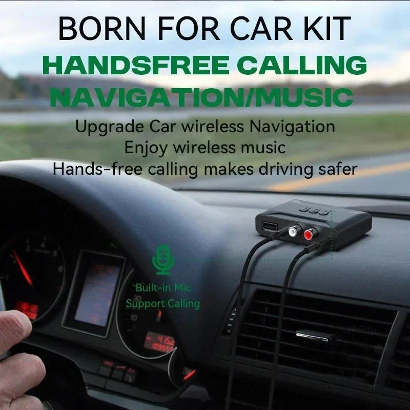 Bluetooth 5.4 Аудиоприемник Беспроводной U-диск RCA 3,5 мм AUX USB Стерео Музыкальный Адаптер с Микрофоном Для Автокомплекта Усилителя Проводной Колонки