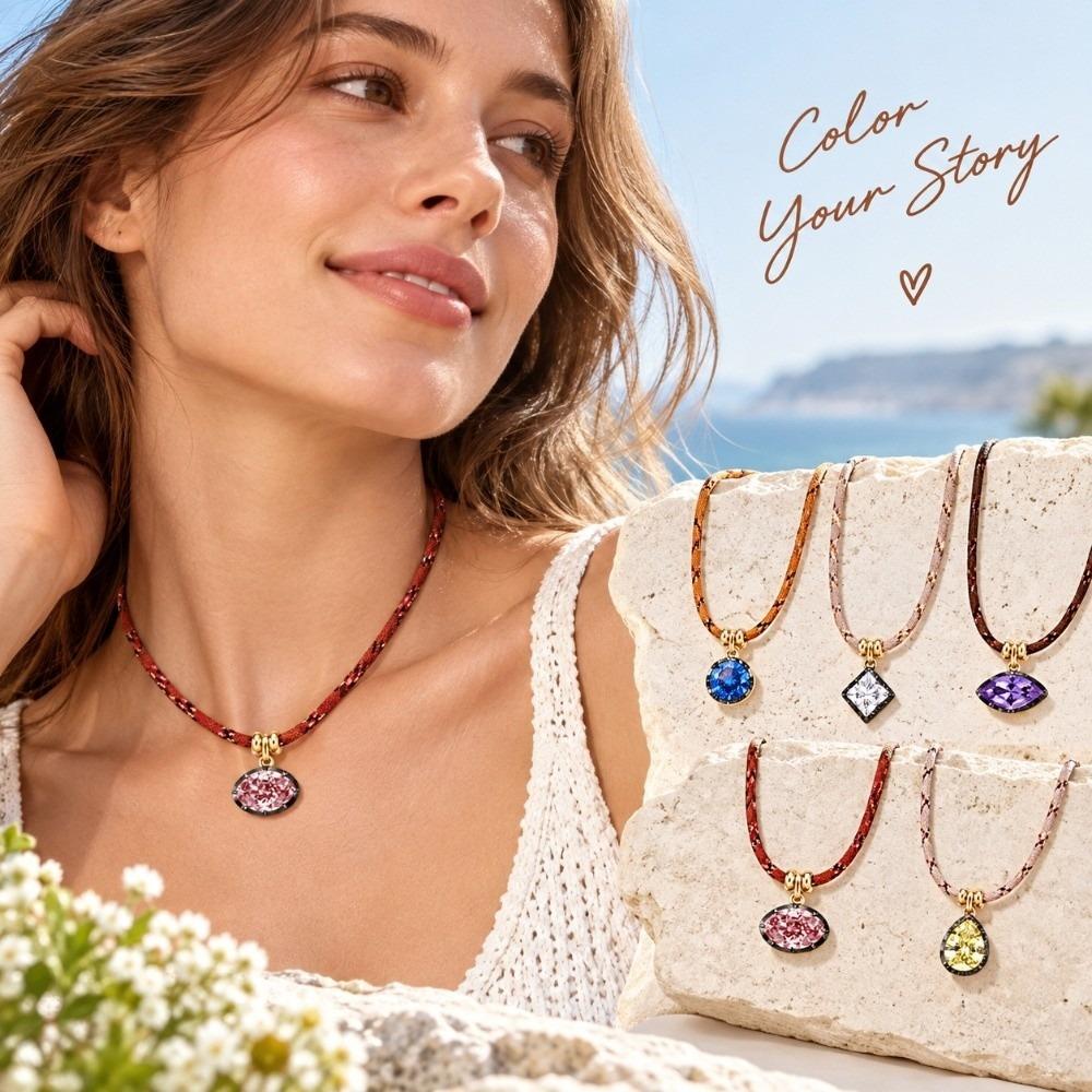 Vintage Cord Chain Necklace Colorful Fashion Necklace New Boho Necklace Daily Wear