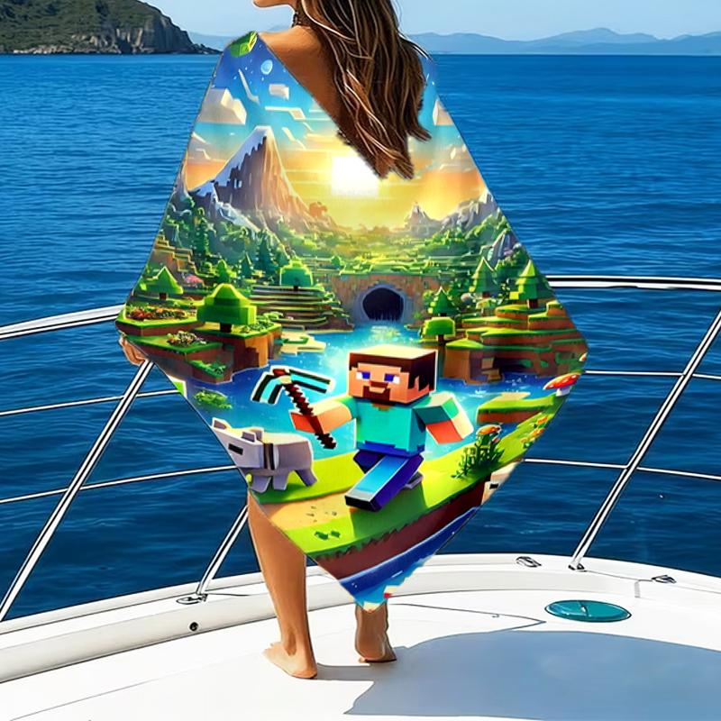 Beach Towel with Blocky pixel game Pattern - soft,absorbent,machine washable Lightweight&Modern,swimming,Travel Essentials
