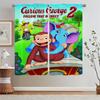 Curious George Kitchen Curtain Tiebacks Curtains for Living Room Decoration Tulle in Kitchen Curtains 2 Pieces Window Blackout