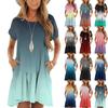Women's Fashion Casual Round Neck Short Sleeve Ruffle Gradient Printed Dresses