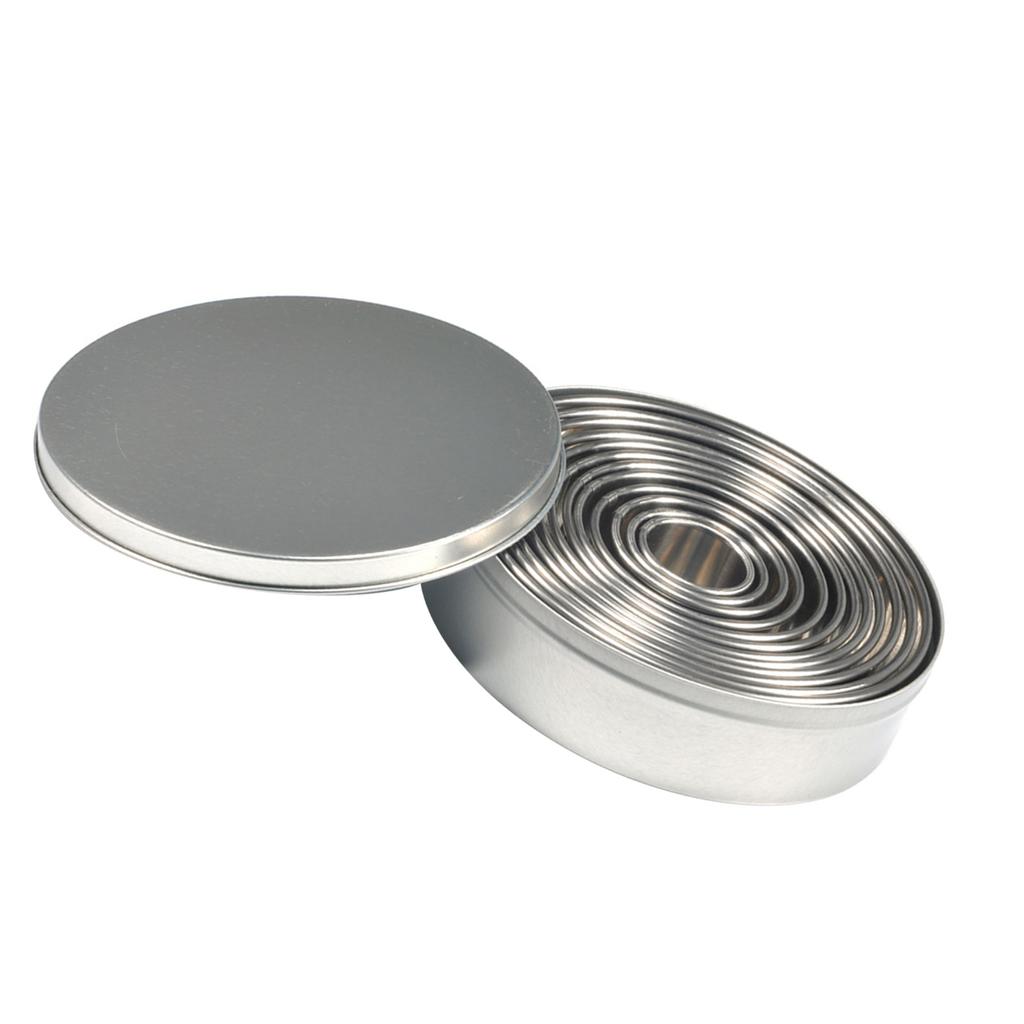 12 Pcs Stainless Steel Round Cookie Biscuit Cutter Baking Metal Ring Molds for Dough Fondant Do