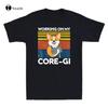Working On My Core Gi Funny Corgi Dog Workout Weightlifting Retro Unisexs TShirt SizeShirts