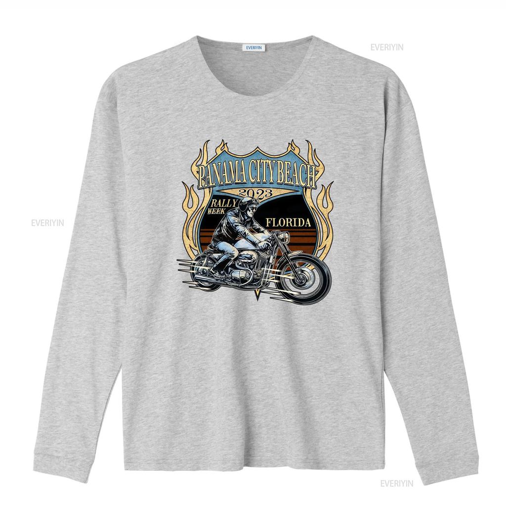 Vintage Retro Biker Panama City Beach Rally Week Motorcycle Rider Flame Print Casual T Shirt vintage Washed graphic Soft