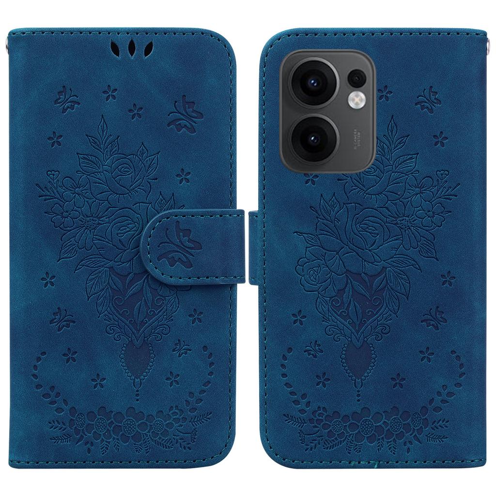 For Oppo Reno13 F 5G Case PU Leather Wallet Phone Cover Butterfly Flower Imprint