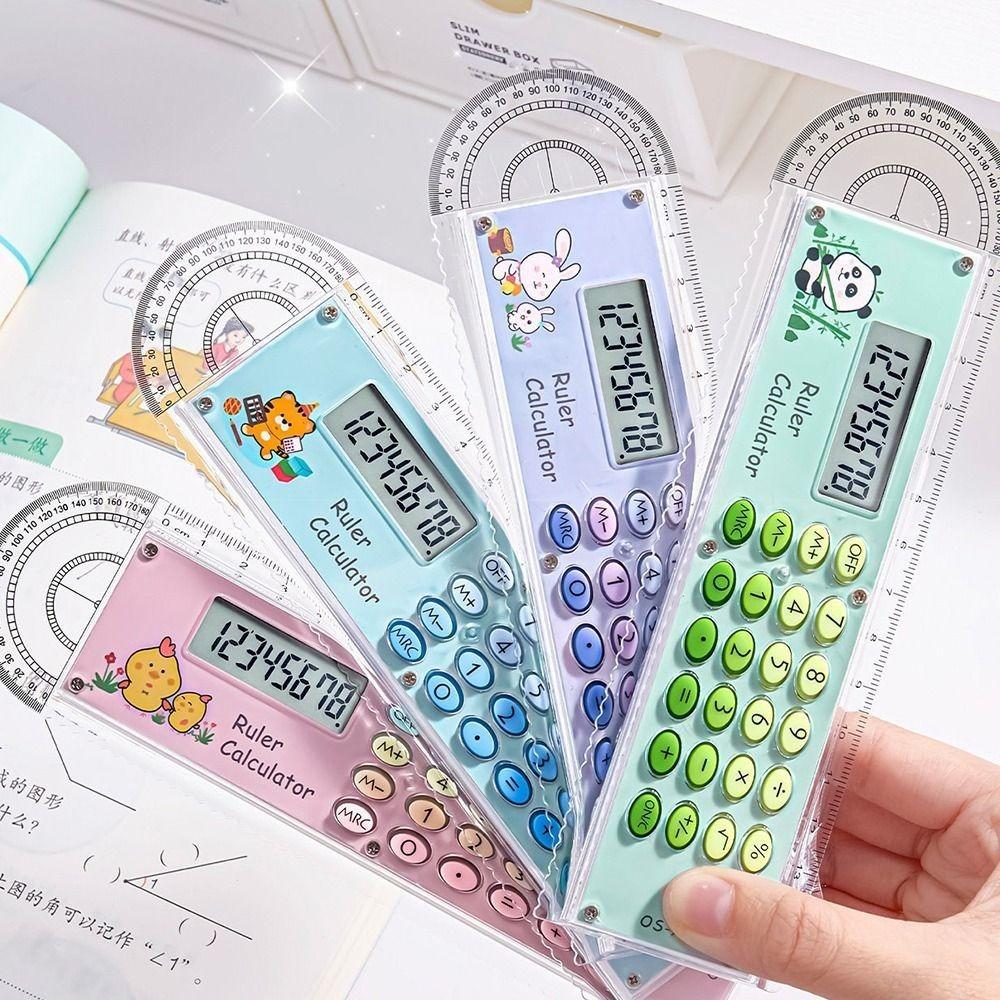 15cm Ruler Calculator Gradient Color Straight Ruler Portable Drawing Ruler School Office