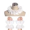 White Doublelayer Lace Gloves With Crystal Accents For Formal Events And Parties
