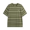Li Ning Casual Striped Round Neck T-Shirt Men Tops Deep-Moss-Green ATSV515-6