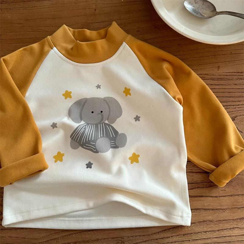 Kids Autumn Winter Thermal Base Layer Shirt Boys Girls Half Turtleneck Raglan Sleeve Colorblock Warm Inner Wear T-Shirt