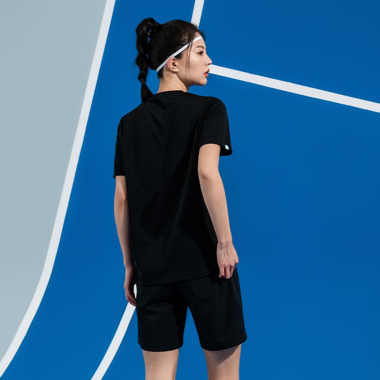 Li Ning Спортивный Повседневный Простой Однотонный С Буквами Пуловер с Круглым Вырезом Удобная Дышащая Футболка для Бадминтона Унисекс топы Черный AHSV055-1