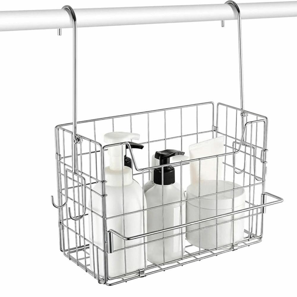 Detachable Stainless Steel Hanging Basket Large Capacity Folding Storage Basket for Shower