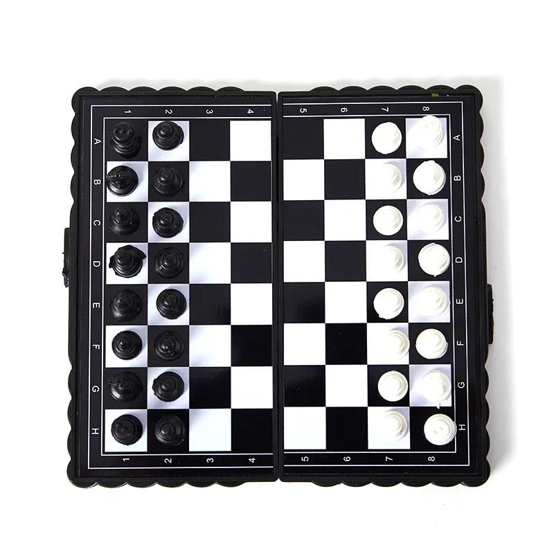 1 Set Plastic Mini International Chess Folding Magnetic Chessboard Board Game Portable Home Outdoor Kid Toys Light Weight