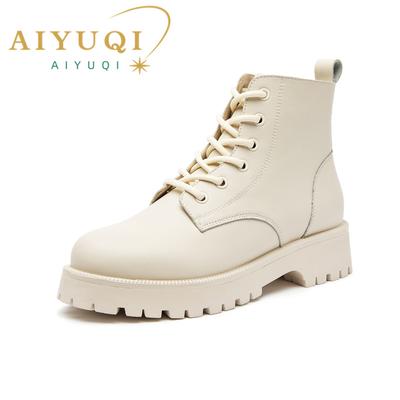 Модные женские ботильоны из натуральной кожи 2025 Новые осенние модные женские короткие ботинки в британском стиле на толстой подошве женские мотоботы